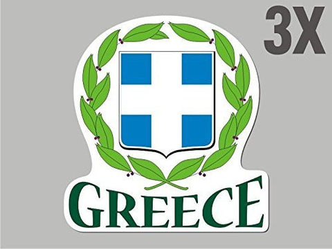 3 Greece shaped stickers flag crest decal bumper car bike emblem vinyl CN013