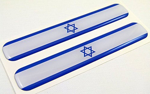 Israel Israeli Flag Domed Decal Emblem Resin car stickers 5"x 0.82" 2pc.