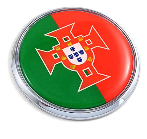Portugal Portuguese Flag 2.75" Car Chrome Round Emblem Decal 3D Sticker Badge