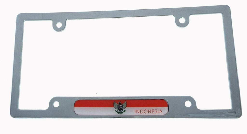 Indonesia Flag car License Plate Frame Chrome Plated Plastic tag Holder CP08