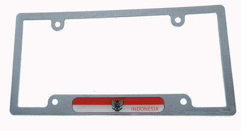Indonesia Flag car License Plate Frame Chrome Plated Plastic tag Holder CP08