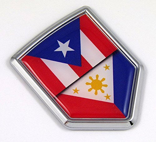 Puerto Rico Philippines Flag Car Chrome Emblem Decal Sticker with adhesive