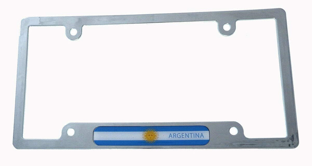 Argentina Flag License Plate Frame Plastic Chrome Plated tag Holder Cover CP08