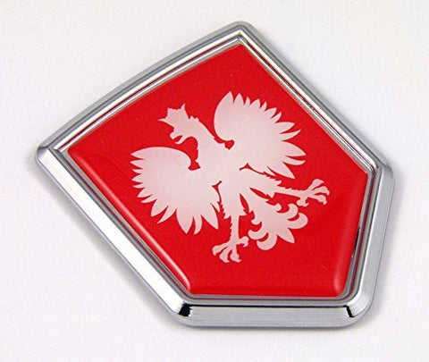 Poland Red with White Eagle flag Polish Emblem crest Chrome Car Decal Polska