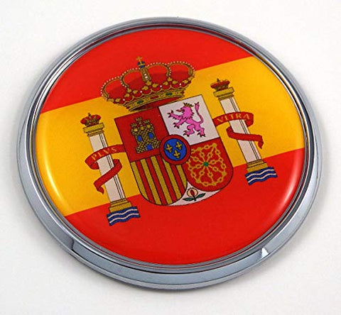 Spain Spanish Flag 2.75" Car Chrome Round Emblem Decal 3D Sticker Badge