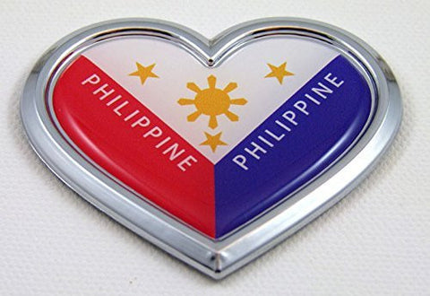 Car Chrome Decals CBHRT166 Philippine HEART Flag Chrome Emblem Car Decal 3D Sticker Badge Bumper