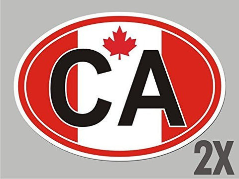 2 Canada CA Canadian OVAL stickers flag decal bumper car bike emblem CL011