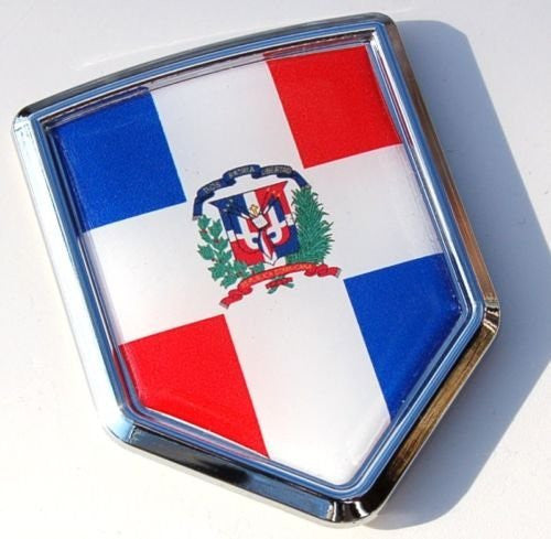 Car Chrome Decals CBSHD060 Dominican Republic Decal Flag Car Chrome Emblem Sticker