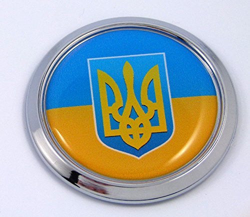 Ukraine Ukrainian Round Flag Car Chrome Decal Emblem bumper Sticker bezel badge