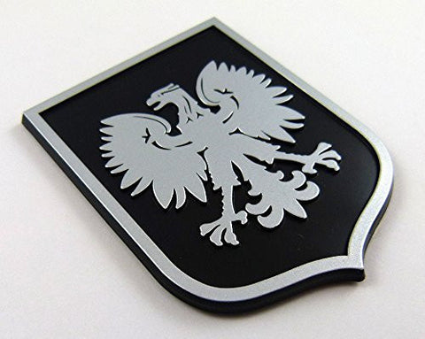 Poland Polska Eagle Black Silver plastic car emblem decal sticker crest PBS