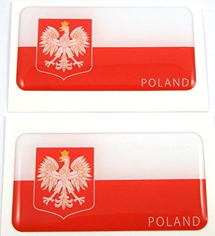 Poland Polska Flag Domed Decal 3D Sticker Emblem 2.6" Set of 2 Decals
