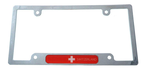 Swiss Switzerland Flag car License Plate Frame Chrome Plated Plastic Holder CP08