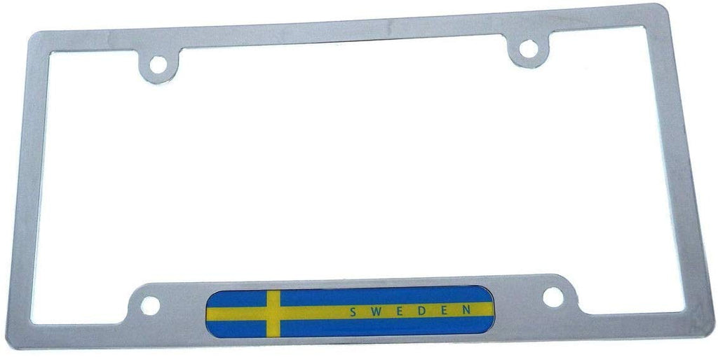Sweden Swedish Flag car License Plate Frame Chrome Plated Plastic Holder CP08