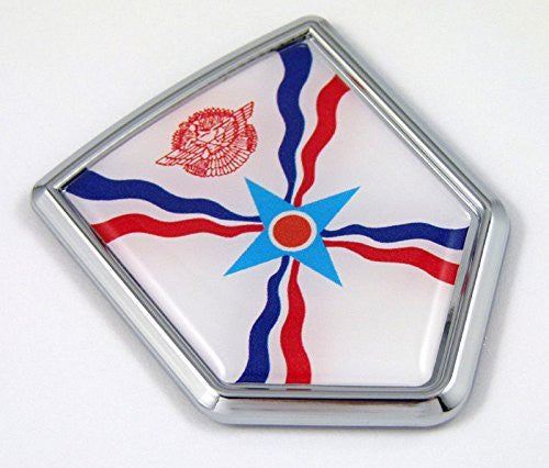 Assyrian flag Chrome Emblem with domed Car Decal Sticker Bike crest