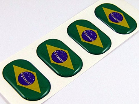 Brazil midi domed decals flag 4 emblems 1.5" Car bike laptop phone stickers
