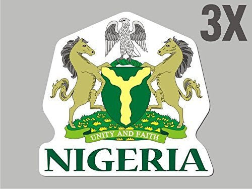 3 Nigeria shaped stickers flag crest decal bumper car bike emblem vinyl CN024