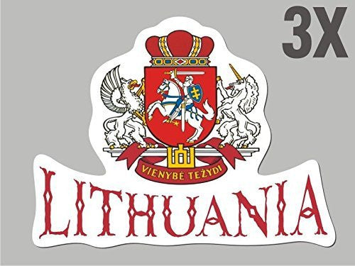 3 Lithuania shaped stickers flag crest decal car bike emblem CN047