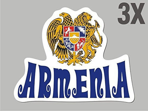 3 Armenia shaped stickers flag crest decal car bike emblem vinyl CN041