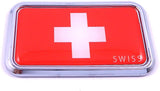 Switzerland Swiss rectanguglar Chrome Emblem 3D Car Decal Sticker 3"x1.75"