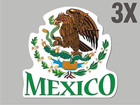 3 Mexico shaped stickers flag crest decal bumper car bike emblem vinyl CN023