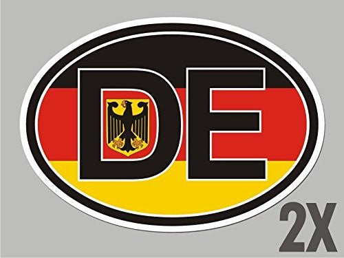 2 German Deutschland OVAL stickers flag decal bumper car bike emblem vinyl CL021