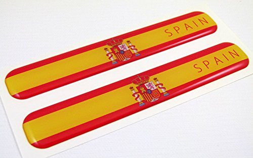 Spain Spanish Flag Domed Decal Emblem Resin car stickers 5"x 0.82" 2pc.