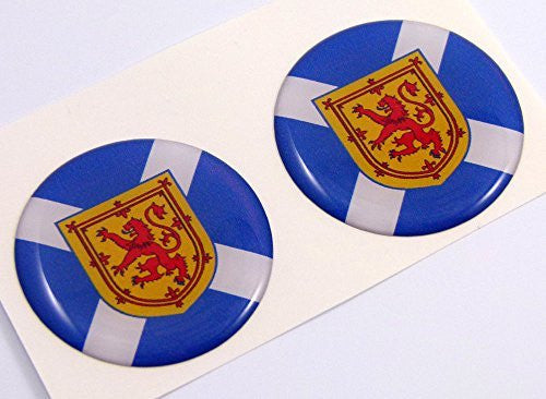 Scotland Scottish flag Round domed decal 2 emblem Car bike stickers 1.45" PAIR