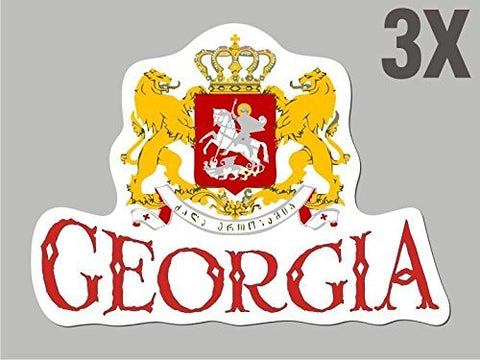 3 Georgia Gruzia shaped stickers flag crest decal car bike emblem CN044