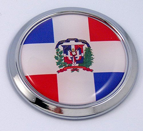 Dominican Republic Round Flag Car Chrome Decal Emblem bumper Sticker bezel badge