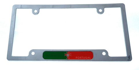 Portugal Portugese Flag car License Plate Frame Chrome Plated Plastic CP08