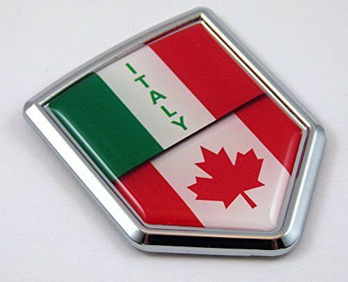 Italy Canada Italia Canadian Flag Car Chrome Emblem Decal Sticker Crest 3D
