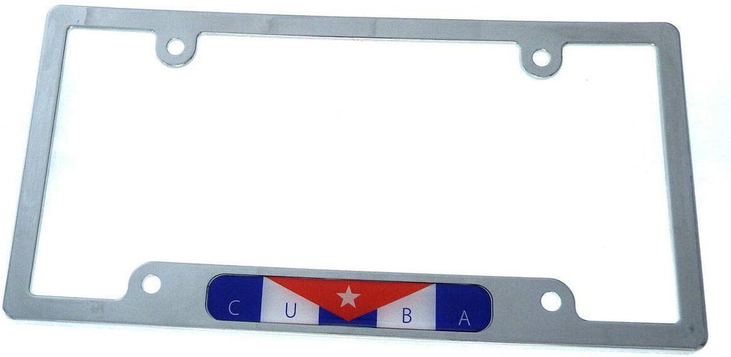 Cuba Cuban Flag car License Plate Frame Plastic Chrome Plated tag Holder CP08