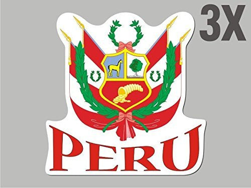 3 Peru shaped stickers flag crest decal bumper car bike emblem vinyl CN025