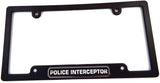 Police Interceptor line Flag Black Plastic Car License Plate Frame Dome Decal