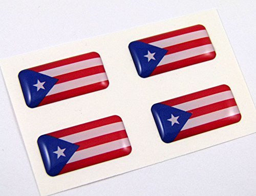 Puerto Rico mini domed Flag decals 4 emblems Car bike boat. Stickers
