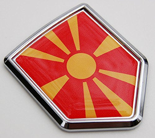 Macedonia Macedonian Flag Car Chrome Emblem 3D Decal bumper Sticker
