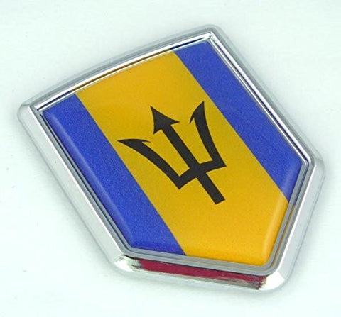Barbados Barbadian Flag Chrom Crest Emblem Chrome Car Decal Bumper auto Sticker