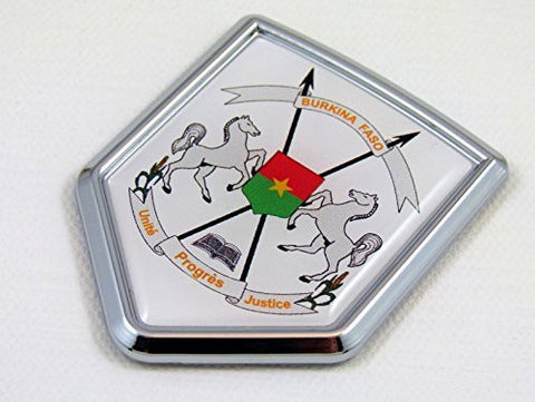 Burkina Faso flag Chrome Emblem with domed Car Decal Sticker Bike crest