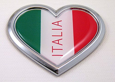 Car Chrome Decals CBHRT101 Italia HEART Flag Chrome Emblem Car Decal 3D Sticker Badge Bumper Italian Italy