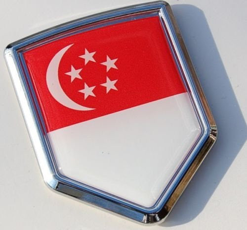 Singapore Decal Flag Car Chrome Emblem Sticker