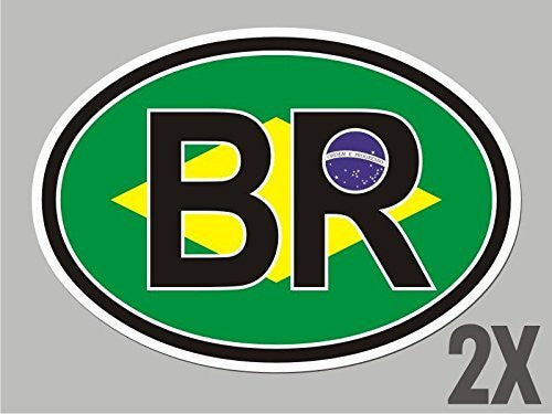 2 Brazil Brazilian BR OVAL stickers flag decal bumper car bike emblem CL009