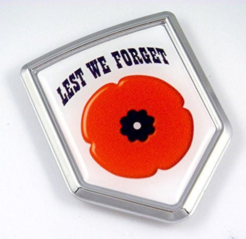 Lest We Forget Veteran Decal Flag Car Chrome Emblem Sticker Remembrance Day