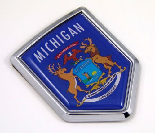 Michigan MI USA State Flag Car Chrome Emblem Decal Sticker bike laptop ...