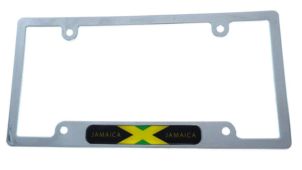 Jamaica Flag car License Plate Frame Chrome Plated Plastic tag Holder Cover CP08