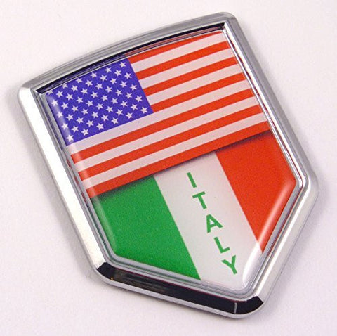 USA Italy American Italian Flag Car Chrome Emblem Decal Sticker with adhesive