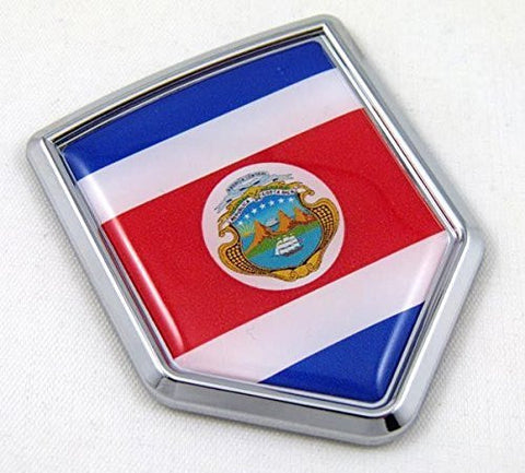 Costa Rica Flag Emblem Chrome Car Decal Costa Rican 3D sticker with dome decal