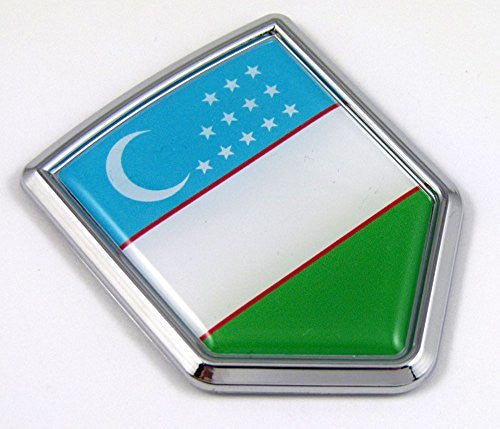 Uzbekistan Flag Car Chrome Emblem Decal 3D bumper Sticker bike Crest