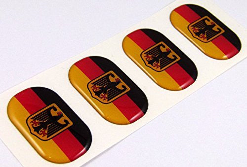Germany Deutschland midi domed decals flag 4 emblems 1.5" Car bike stickers