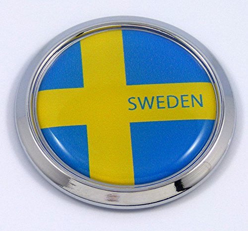 Sweden Swedish Round Flag Car Chrome Decal Emblem bumper Sticker bezel badge