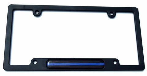 Police Thin Blue line Flag Black Plastic Car License Plate Frame Dome Decal